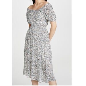 Madewell Smock Waist Peasant Midi Dress blooming vine L